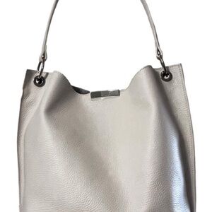 Chic Silver Leather Tote Bag